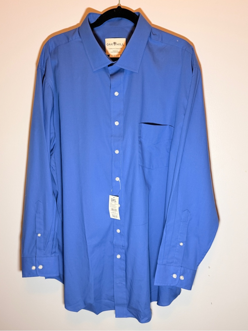 Oak Hill Men's Classic Button-Front Dress Shirt in Royal Blue